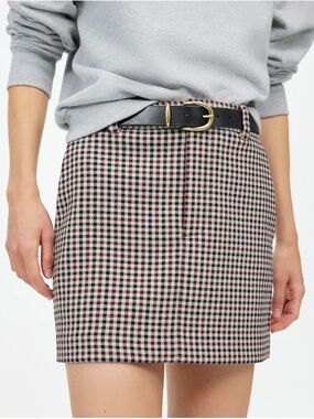 Madewell Suiting Checkered Mini Skirt in Black, White & Red - Classic Plaid